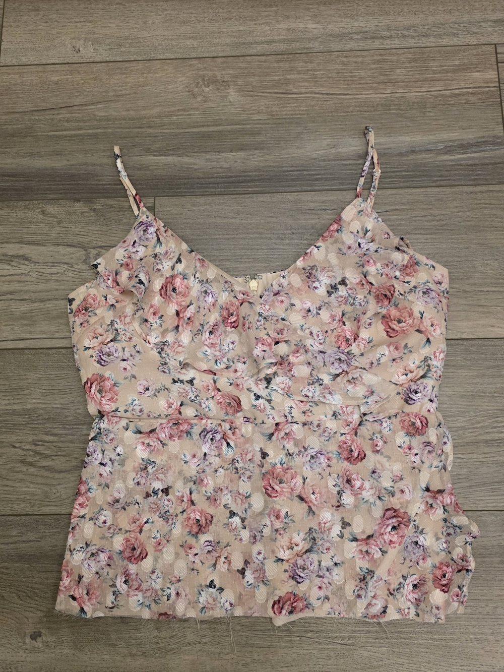 Express Pink and Cream Floral Ruffle Camisole